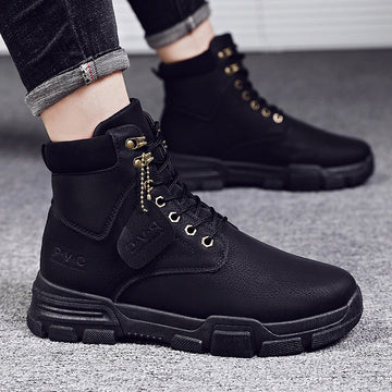 MS814 - Black Lace Up Military Boots